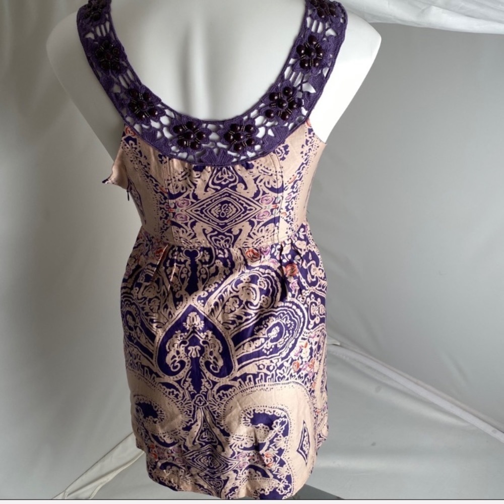 Free People purple crochet beaded sleeveless cocktail dress - Picture 5 of 10